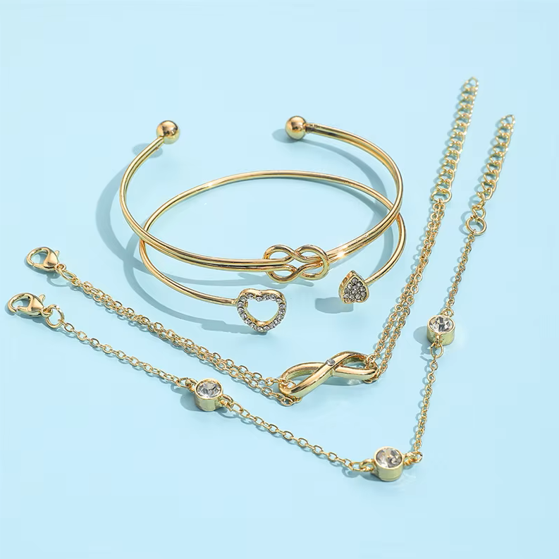 Prestige Pack- 4 Brazaletes de diamante de corazón