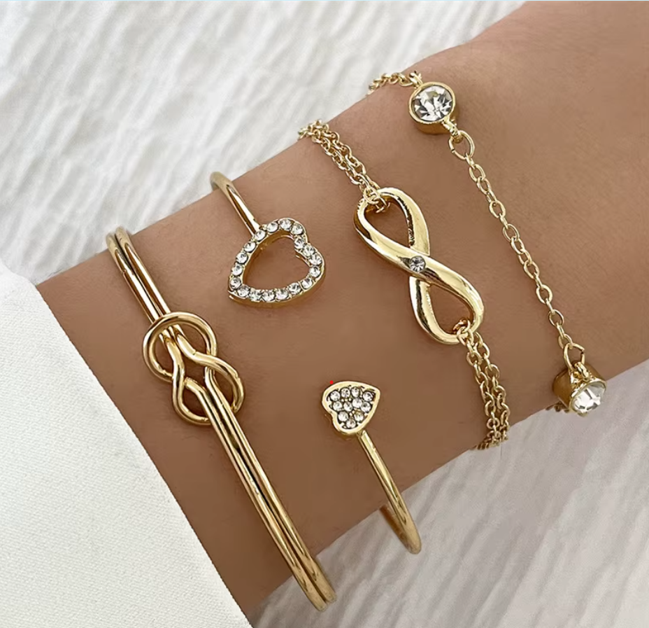 Prestige Pack- 4 Brazaletes de diamante de corazón